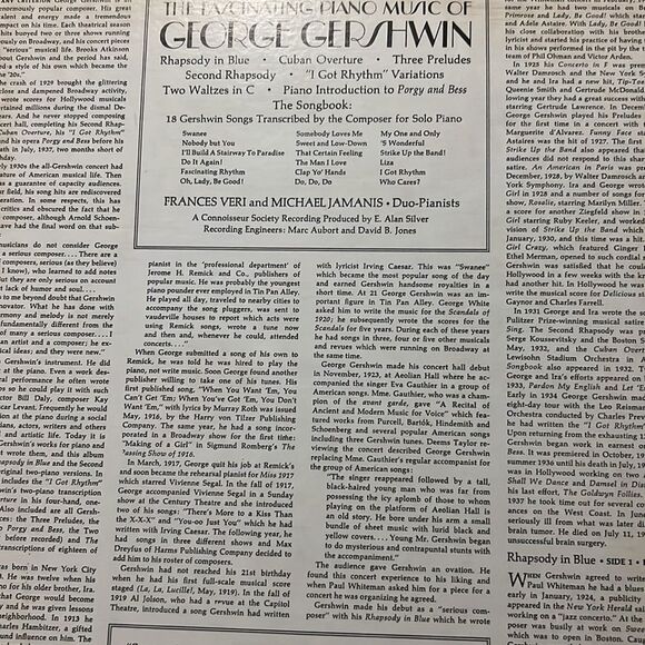 The Fascinating Piano Music of George Gershwin (LP records, 1975) - Picture 5 of 6